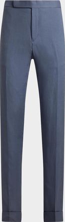 Ralph Lauren Purple Label Men & apos;s Silk and Linen Straight-Leg Flat Front Trousers