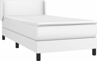 vidaXL Cama Box Spring Con Colch&oacute;n Cuero Sint&eacute;tico Blanco 90x190 Cm Vidaxl