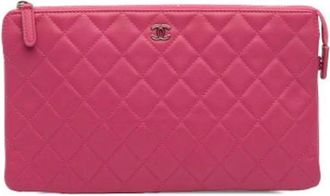 Chanel Pre-owned Clutches, female, Pink, Size: ONE SIZE Pre-owned Leather Clutch