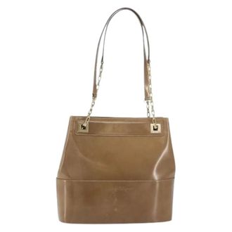 Ferragamo Tweedehands leren schoudertassen - Dames - Pre-owned - Bruin - Maat: ONE Size Leer
