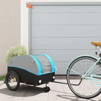 vidaXL Vidaxl - Remolque Para Bicicleta Hierro Negro Y Azul 45 Kg