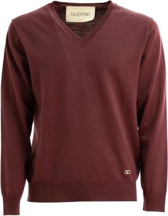 Valentino VLogo Signature Trui - Heren - V-hals truien - Rood - L - Wol - Truien & Vesten