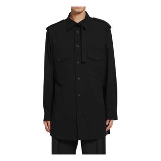 Yohji Yamamoto Heren, Overhemden, Zwart, Maat: M Katoen