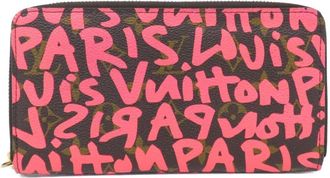 Louis Vuitton Brown Fuchsia Pink Coated Canvas Long Wallet (Bi-Fold) (Pre-Owned)