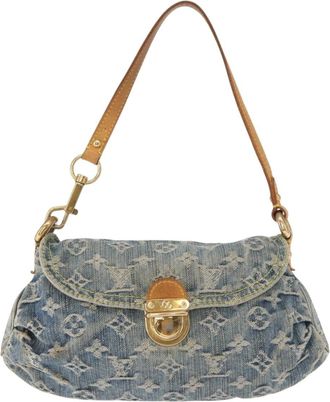 Louis Vuitton Pleaty Handbag Denim Blue Denim_Jeans Handbag (Pre-Owned)