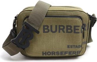 Burberry Pre-owned Cross Body Bags, male, Green, Size: ONE SIZE Pre-owned Horseferry Print Canvas Shoulder Bag
