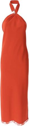 Moschino Rode Lange Cady Jurk met Nekband - Dames - Maxi kleedjes - Rood - L - Kleedjes