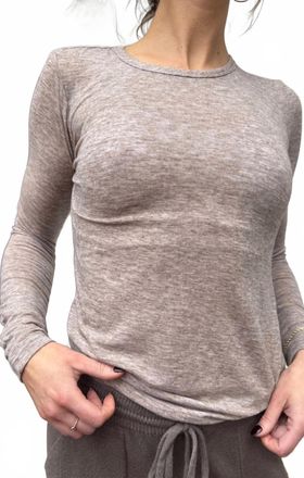 bobi Crewneck Long Sleeve Tee In Heather Grey