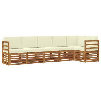 vidaXL Conjunto De Sof&aacute; Seccional Con Coj&iacute;n 6 Pcs Natural Y Crema Vidaxl