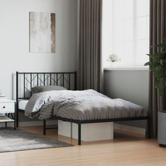 vidaXL Estructura Cama Sin Colch&oacute;n Con Cabecero Metal Negro 107x203 Cm Vidaxl