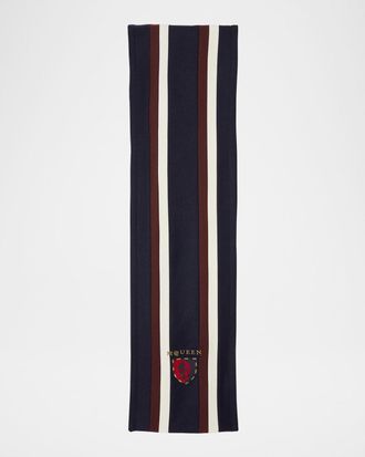 Alexander McQueen Striped Scarf W/ Logo Crest