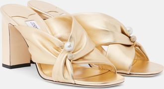 Jimmy Choo London Rafi embellished metallic leather mules