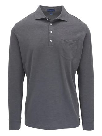 Peter Millar long-sleeved pocket polo shirt - men - Cotton/Cashmere - M - Grey