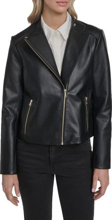 Cole Haan Band Collar Racer Jacket in Black at Nordstrom, Size Medium