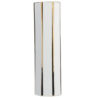 Beliani Beliani - Florero Blanco Con Dorado 40 Cm De Cer&aacute;mica Decoraci&oacute;n Octogonal Ecl&eacute;ctica Moderna Estella
