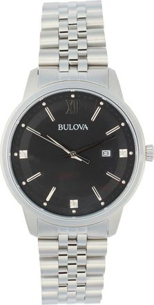 Bulova Diamond Bracelet Watch, 41mm in Silver/Black at Nordstrom Rack
