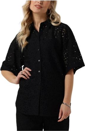 Selected Oversized kanten blouse - Dames - Blouses - Zwart - XS - Overhemden