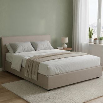 Talamo Italia Dmora - Cama Matrimonial Dallegr, Cama Contenedor Con Revestimiento De Tela, 100% Made In Italy, Apertura Frontal, Con Colch&oacute;n Cm 140x200 Incluido, T&oacute;