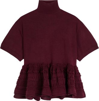 Alaia Peplum Wool top - Burgundy - 38 (UK10 / S)