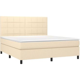 vidaXL Vidaxl - Cama Box Spring Con Colch&oacute;n Tela Color Crema 160x200 Cm