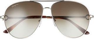 Ferragamo 61mm Timeless Aviator Sunglasses in Light Ruthenium/Grey at Nordstrom Rack