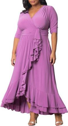 Kiyonna Veronica Ruffled High-Low Evening Gown in Lilac at Nordstrom Rack, Size 3X