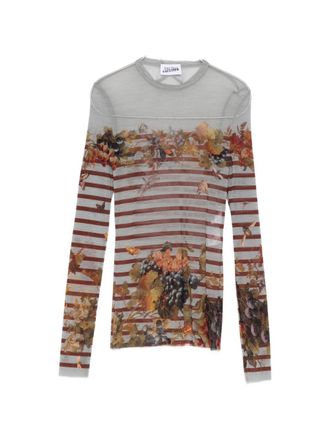Jean Paul Gaultier Fitted Long-Sleeve Top with Botanical Print