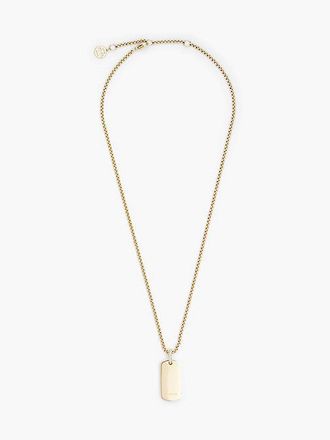 Tommy Hilfiger Ionic Gold-Plated Crystal-Embellished Dog Tag Necklace