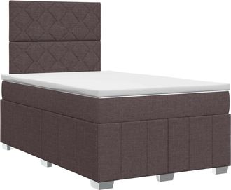 vidaXL Cama Box Spring Con Colch&oacute;n Marr&oacute;n Oscuro 120 X 190 Cm Tela Vidaxl