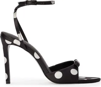 Black Suede Studio Albie 100 Sandal in Black Polka Dot Satin at Nordstrom, Size 38.5 Eu