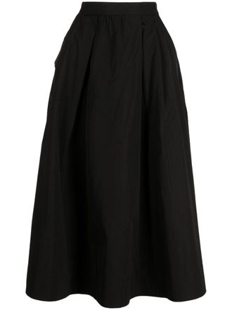 Shiatzy Chen logo-embroidered asymmetric midi skirt - Black