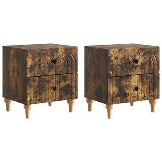 vidaXL Armario De Noche 2 Pcs Roble Ahumado 43 X 34,5 X 48 Cm Vidaxl