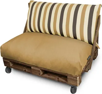 Happers Happers - Coj&iacute;n Para Palets Toldotex Mostaza Set: Asiento 120x80x20 (liso) + Respaldo 120x45x25 (rayado) Mostaza