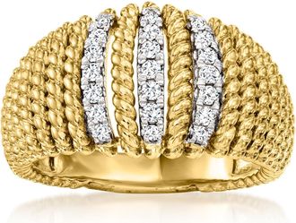 Ross-Simons Diamond Roped Ring in 18kt Gold Over Sterling