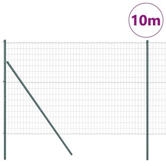 Berkfield Home Green Euro Fence with 7 Posts 1.6x10 m Galvanised Steel Green