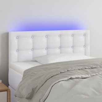 vidaXL Cabecero Con Led Cuero Sint&eacute;tico Blanco 90x5x78/88 Cm Vidaxl