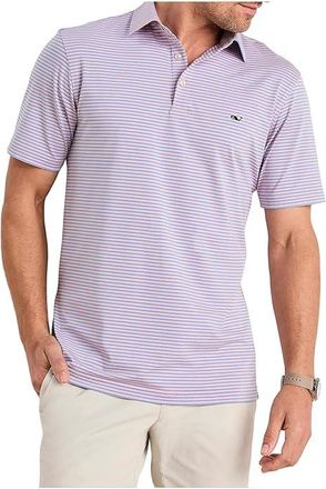 Vineyard Vines Bradley Stripe Sankaty Polo Mens Clothing Hibiscus Tejeda : 2XL, Polyester/Elastane