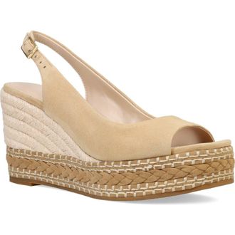 Pelle Moda Eleny Slingback Espadrille Platform Wedge Peep Toe Sandal in Latte at Nordstrom Rack, Size 8.5