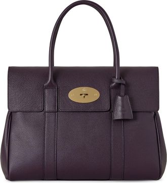 Mulberry Bayswater Grained Leather Satchel in Deep Aubergine at Nordstrom