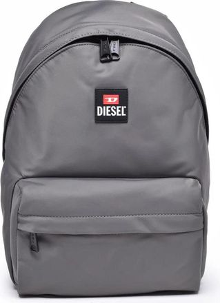 Diesel Durable Grey Nylon Backpack With Zip Closure And Padded Straps