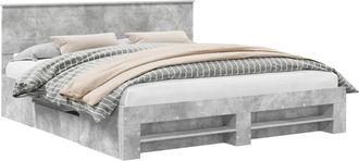 vidaXL Estructura De Cama Con Cabecera Gris Concreto 200 X 200 Cm Vidaxl
