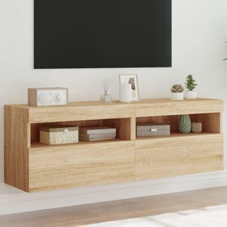 Berkfield Home TV Wall Cabinets with LED Lights 2 pcs Sonoma Oak 60x30x40 cm in Brown | Size: 60 x 30 x 40 cm