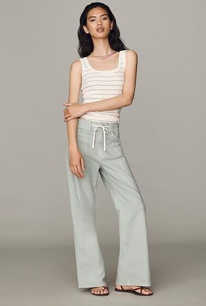 Paige Ari Tie-Waist High-Rise Wide-Leg Jeans