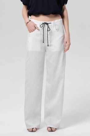 Citizens Of Humanity Brynn Drawstring Trouser In Black Pinstripe