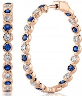 Allurez Lab Grown Blue Sapphire & Diamond Hoop Earrings 14K Rose Gold (2.10ct)