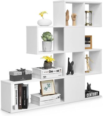 Costway Costway - Estanter&iacute;a Librer&iacute;a 5 Niveles, Librer&iacute;a Moderna De Estilo Escalera, Estanter&iacute;a Multifuncional Para Sal&oacute;n, Dormitorio, Sala De Estudio 120 X 
