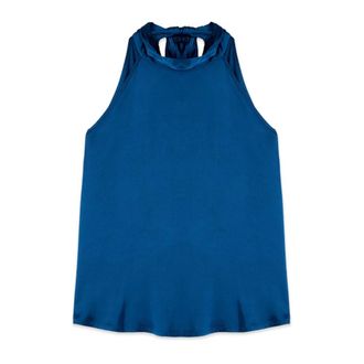 Oltre Tops, Dames, Blauw, XL, Satijn, Blouses