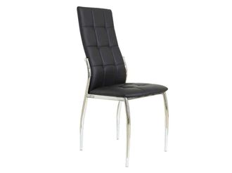 Pondecor Interiorismo Set de 4 sillas tapizadas en polipiel negra con patas cromadas