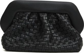 Themoirè Large Woven Vegan Leather Clutch With Shoulder Strap