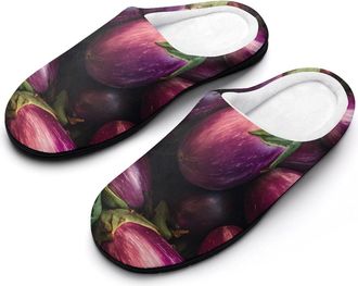 Generic Eggplants Mountain Slippers Men Winter Warm Cotton Anti-Slip Indoor Slip-Ons House Shoes